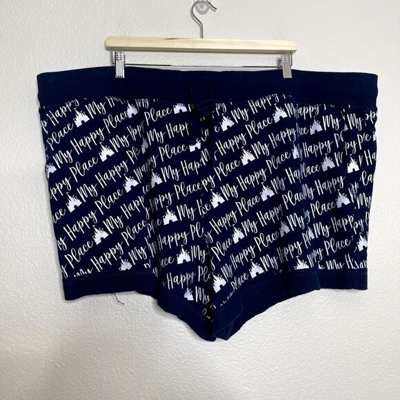 Disney Shorts Plus 3X Disneyland Blue Novelty My Happy Place Terry Cloth Pockets - Picture 11 of 11
